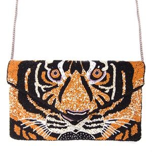 Beaded Tiger Envelope Clutch